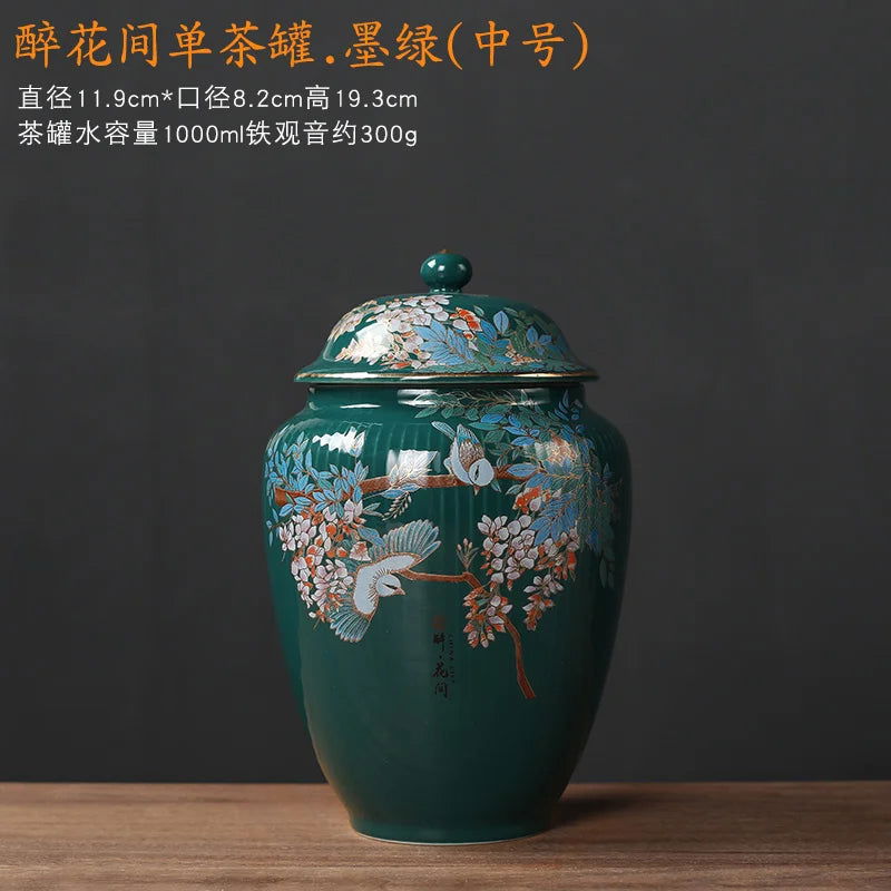 Flower and Bird Tea Pot Ceramic Decoration Candy Jewelry Food Storage Tank Exquisite Flower Arrangement Vase Home Storage Tank - Grand Goldman