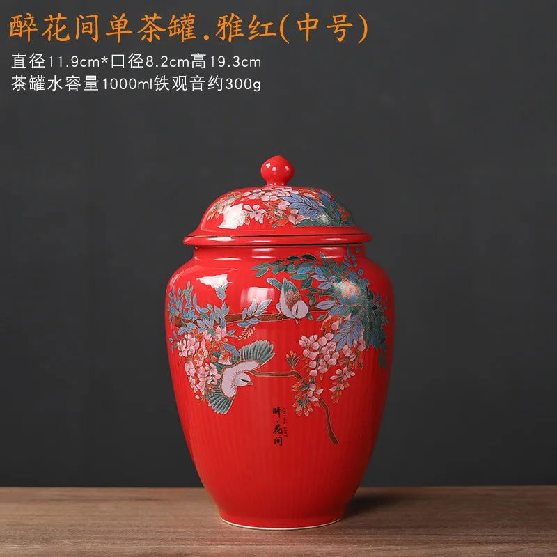Flower and Bird Tea Pot Ceramic Decoration Candy Jewelry Food Storage Tank Exquisite Flower Arrangement Vase Home Storage Tank - Grand Goldman