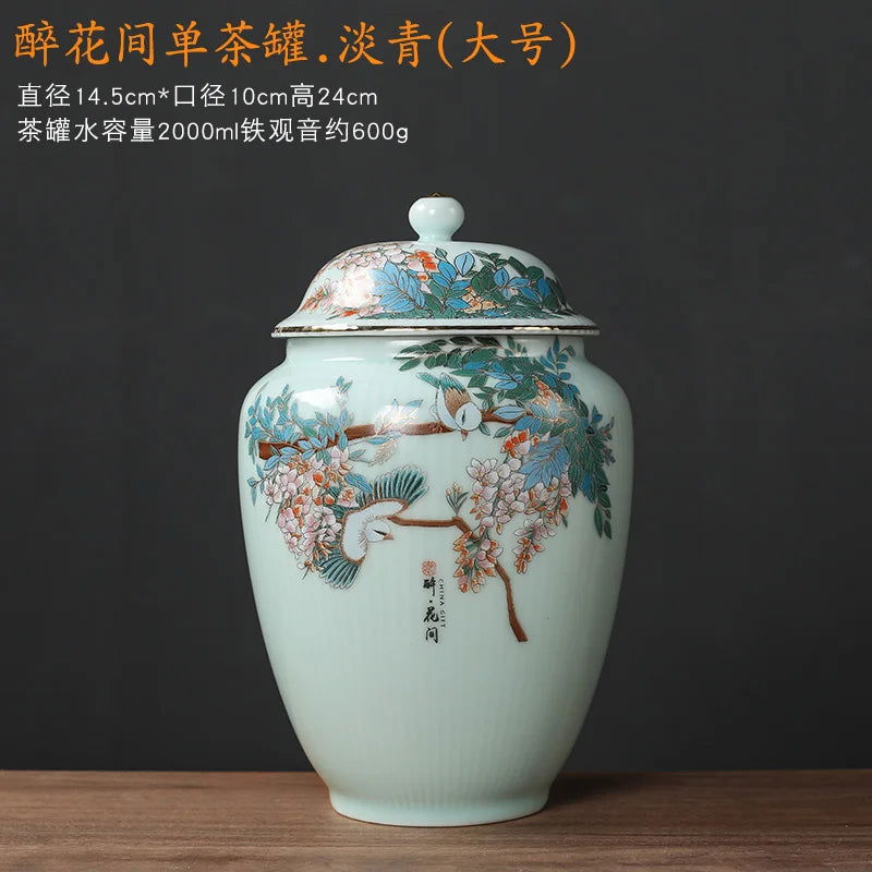 Flower and Bird Tea Pot Ceramic Decoration Candy Jewelry Food Storage Tank Exquisite Flower Arrangement Vase Home Storage Tank - Grand Goldman