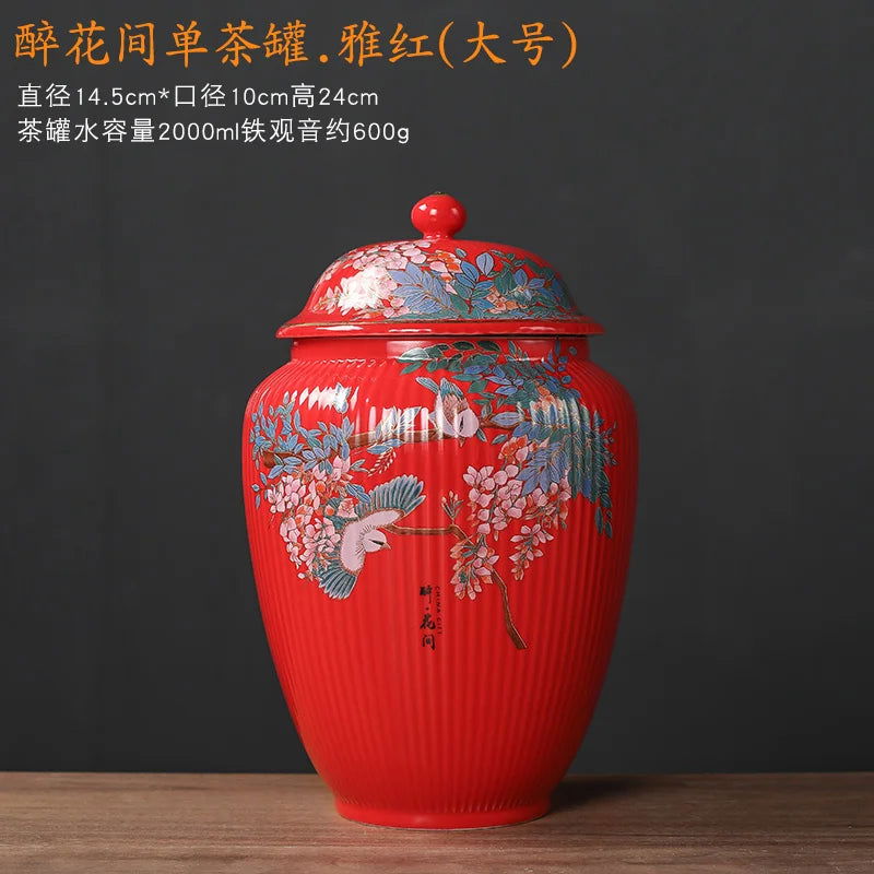 Flower and Bird Tea Pot Ceramic Decoration Candy Jewelry Food Storage Tank Exquisite Flower Arrangement Vase Home Storage Tank - Grand Goldman
