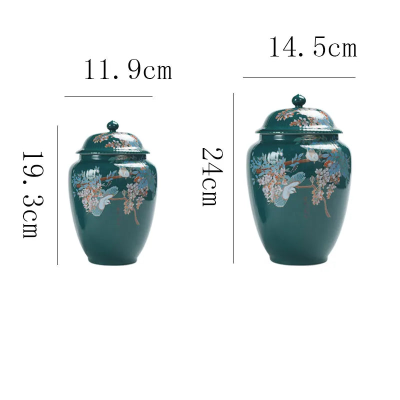 Flower and Bird Tea Pot Ceramic Decoration Candy Jewelry Food Storage Tank Exquisite Flower Arrangement Vase Home Storage Tank - Grand Goldman