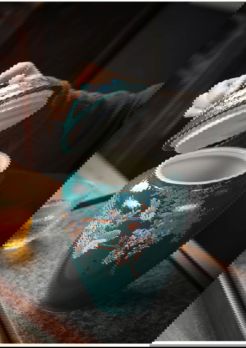 Flower and Bird Tea Pot Ceramic Decoration Candy Jewelry Food Storage Tank Exquisite Flower Arrangement Vase Home Storage Tank - Grand Goldman