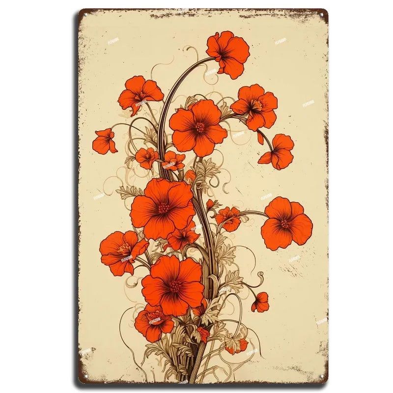 Flowers Lily Roses lavenders Bloom Metal Tin Signs Posters Plate Wall Decor for Bars Man Cave Cafe Clubs Retro Posters Plaque - Grand Goldman