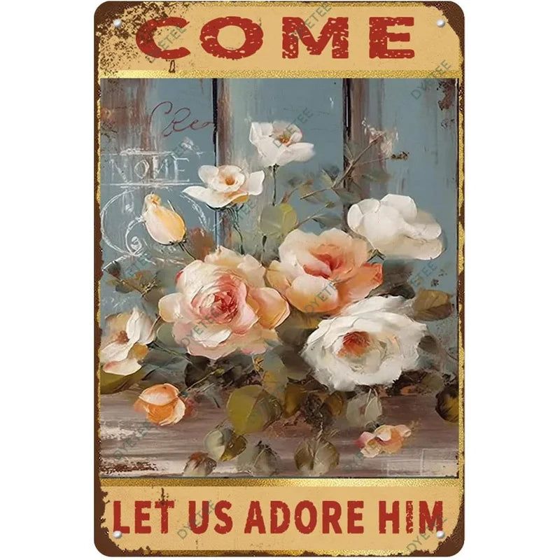 Flowers Lily Roses lavenders Bloom Metal Tin Signs Posters Plate Wall Decor for Bars Man Cave Cafe Clubs Retro Posters Plaque - Grand Goldman