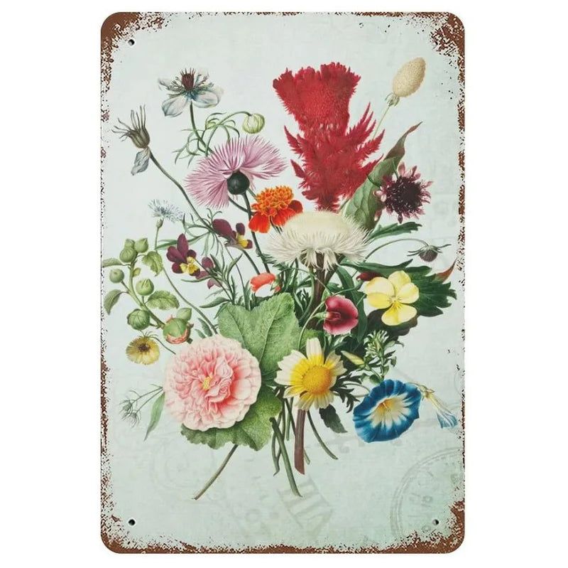Flowers Lily Roses lavenders Bloom Metal Tin Signs Posters Plate Wall Decor for Bars Man Cave Cafe Clubs Retro Posters Plaque - Grand Goldman