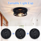 Flush Mount Ceiling Light Fixture,Black 2-Light Hallway Light Fixtures Ceiling,Light Fixtures Ceiling Mount for Farmhouse,Kitchen,Hall (2 Pack) - Grand Goldman