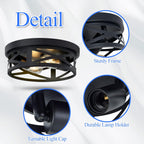 Flush Mount Ceiling Light Fixture,Black 2-Light Hallway Light Fixtures Ceiling,Light Fixtures Ceiling Mount for Farmhouse,Kitchen,Hall (2 Pack) - Grand Goldman