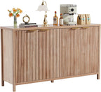 Fluted Sideboard Buffet Cabinet,55" Large Storage Cabinet with 4 Doors and Adjustable Shelves,Modern Buffet Cabinet with Storage for Living Room,Dinning Room,Kitchen-Grey - Grand Goldman