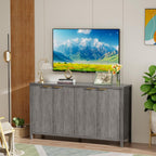 Fluted Sideboard Buffet Cabinet,55" Large Storage Cabinet with 4 Doors and Adjustable Shelves,Modern Buffet Cabinet with Storage for Living Room,Dinning Room,Kitchen-Grey - Grand Goldman