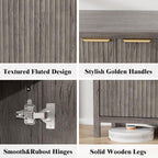 Fluted Sideboard Buffet Cabinet,55" Large Storage Cabinet with 4 Doors and Adjustable Shelves,Modern Buffet Cabinet with Storage for Living Room,Dinning Room,Kitchen-Grey - Grand Goldman