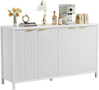 Fluted Sideboard Buffet Cabinet,55" Large Storage Cabinet with 4 Doors and Adjustable Shelves,Modern Buffet Cabinet with Storage for Living Room,Dinning Room,Kitchen-Grey - Grand Goldman