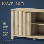 Fluted TV Stands for Living Room, Heavy Duty Entertainment Center with Storage, Mid Century Modern Television Stands for 50/55/60/65 TV, Oxford Media TV Console (Medium,Sunwashed Ash Oak) - Grand Goldman