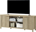 Fluted TV Stands for Living Room, Heavy Duty Entertainment Center with Storage, Mid Century Modern Television Stands for 50/55/60/65 TV, Oxford Media TV Console (Medium,Sunwashed Ash Oak) - Grand Goldman