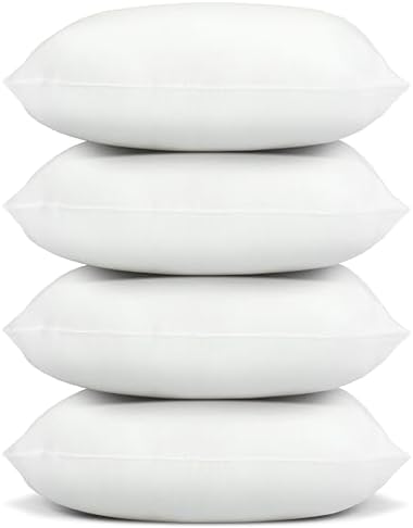Foamily Throw Pillow Insert 18 x 18 inch (Set of 4) Hypoallergenic 100% Virgin Fiber Bed, Sofa, Couch Decorative Indoor Pillows Made in USA - Grand Goldman