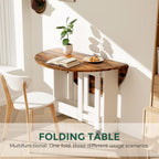 Folding Dining Table Upgrade Version, Convertible Drop Leaf Table for Kitchen/Farmhouse/Living Room, Space Saving Dining Room Table with 2 Layer Storage Racks, Rustic Brown - Grand Goldman