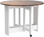 Folding Dining Table Upgrade Version, Convertible Drop Leaf Table for Kitchen/Farmhouse/Living Room, Space Saving Dining Room Table with 2 Layer Storage Racks, Rustic Brown - Grand Goldman