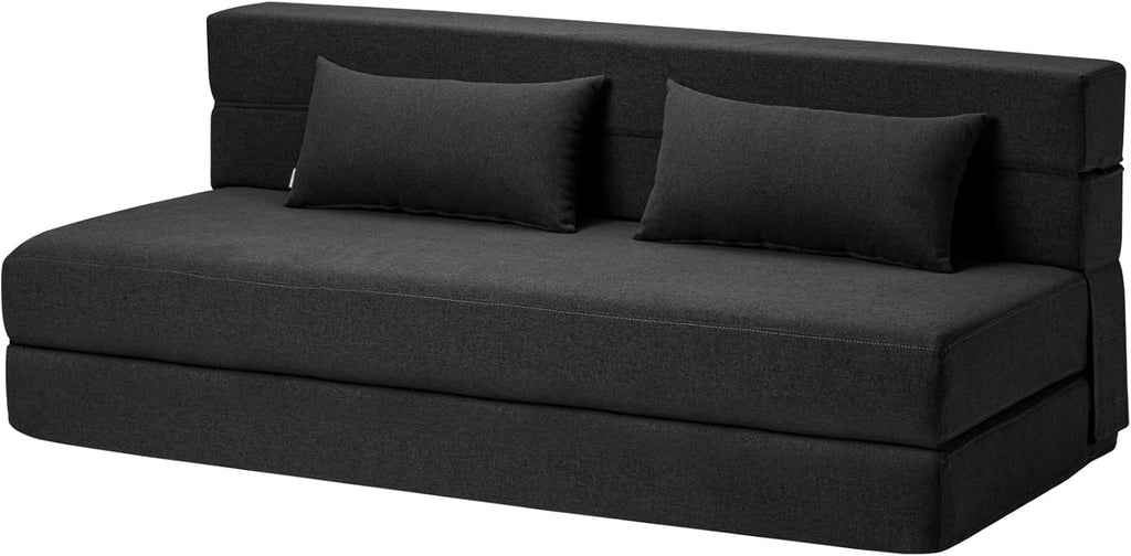 Folding Sofa Bed Single Plus with Pillow- Convertible Chair Floor Couch & Sleeping Mattress - Foldable Memory Foam Sleeper for Living Room/Dorm/Guest Room/Home Office, Dark Grey - Grand Goldman