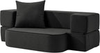 Folding Sofa Bed Single Plus with Pillow- Convertible Chair Floor Couch & Sleeping Mattress - Foldable Memory Foam Sleeper for Living Room/Dorm/Guest Room/Home Office, Dark Grey - Grand Goldman