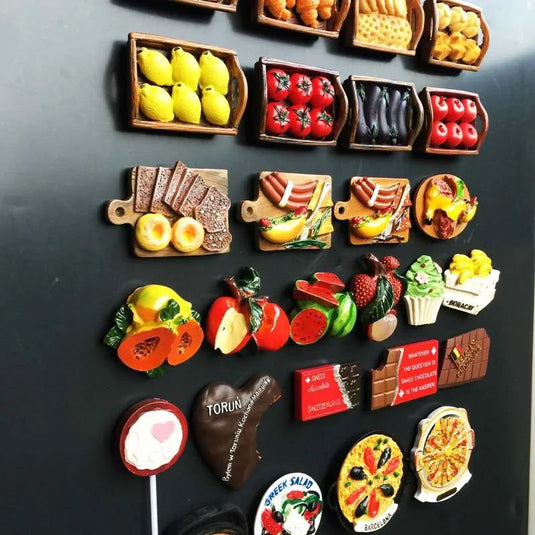 Food Travel Commemorative Gifts from All over the World Hand Painting Magnetic Refrigerator Stickers for home decor - Grand Goldman