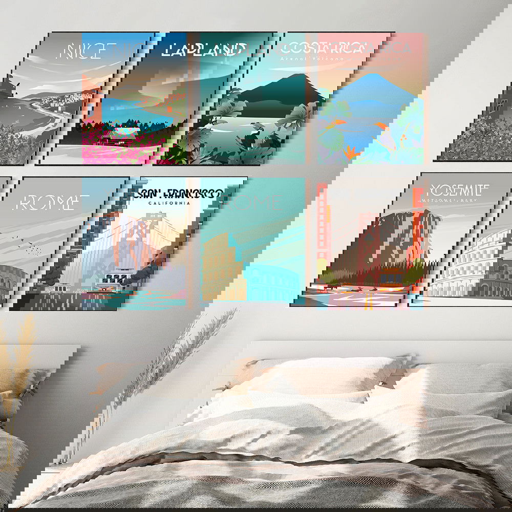 Francisco Travel Poster Canvas Paintings Vintage Kraft Poster Coated Wall Art Home Decor - Grand Goldman