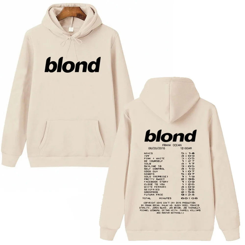 Frank Ocean Blonde Hoodie Man Woman Harajuku Hip Hop Pullover Tops Sweatshirt Music Fans Gift - Grand Goldman