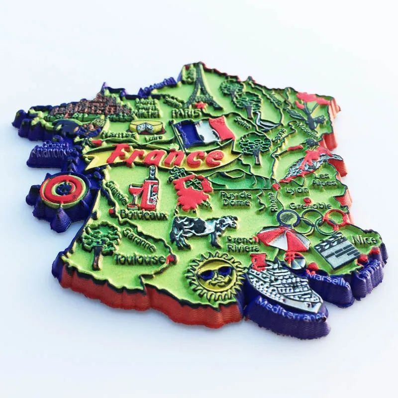 French Geographical Indication Map Travel Memorial Decorative Crafts France Soft Magnetic Refrigerator Stickers Collection Gift - Grand Goldman