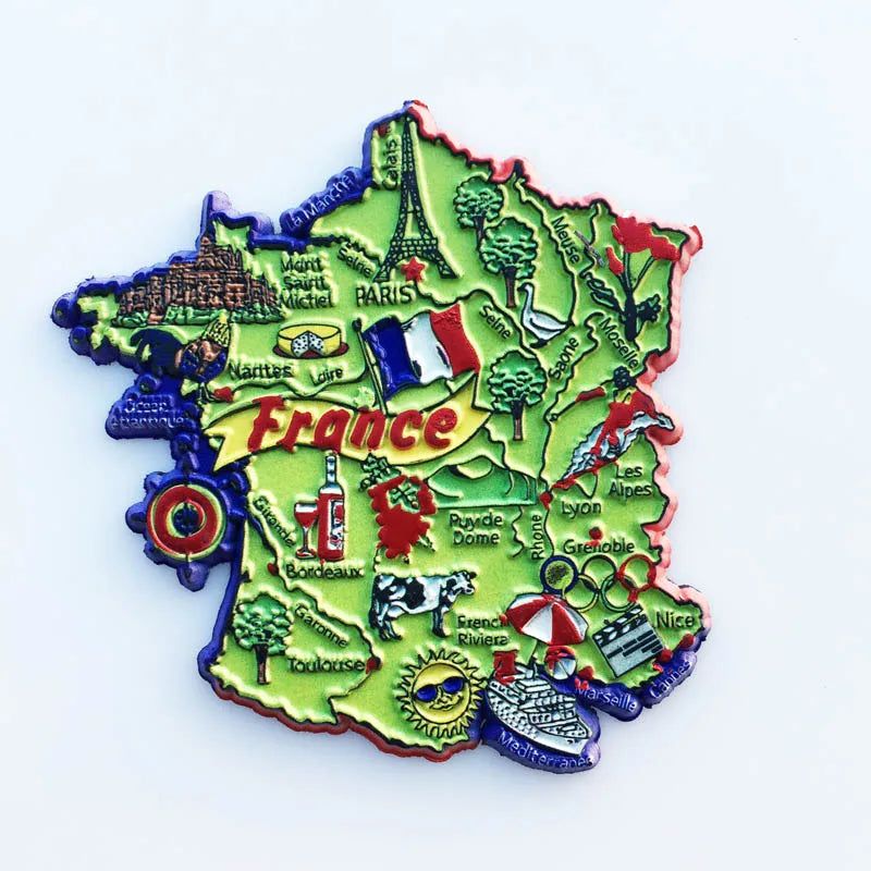 French Geographical Indication Map Travel Memorial Decorative Crafts France Soft Magnetic Refrigerator Stickers Collection Gift - Grand Goldman