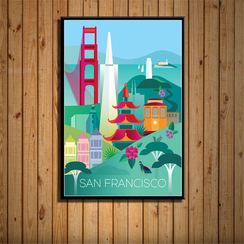 French Canvas Painting Vintage City Travel Landscape Poster - Grand Goldman