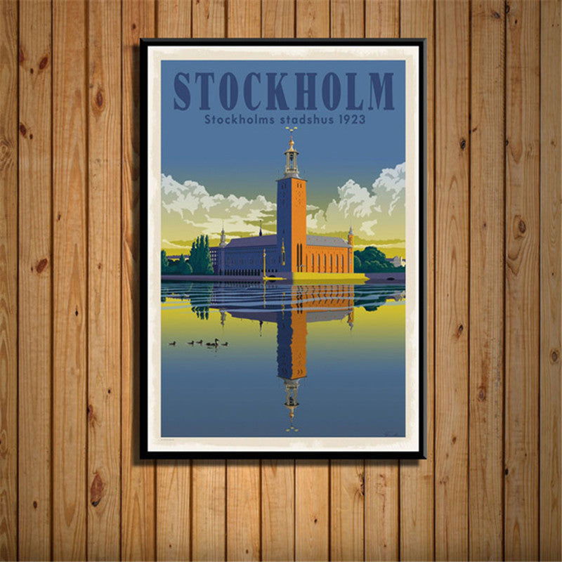 French Canvas Painting Vintage City Travel Landscape Poster - Grand Goldman