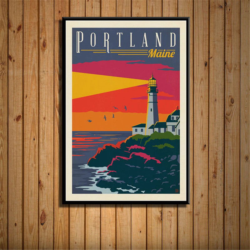 French Canvas Painting Vintage City Travel Landscape Poster - Grand Goldman