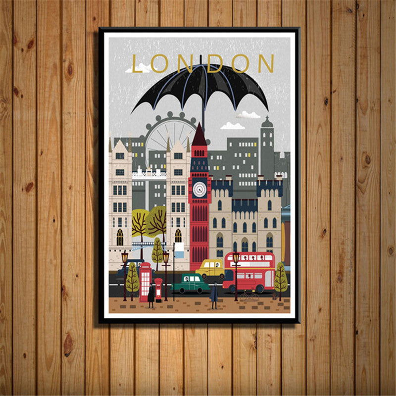 French Canvas Painting Vintage City Travel Landscape Poster - Grand Goldman