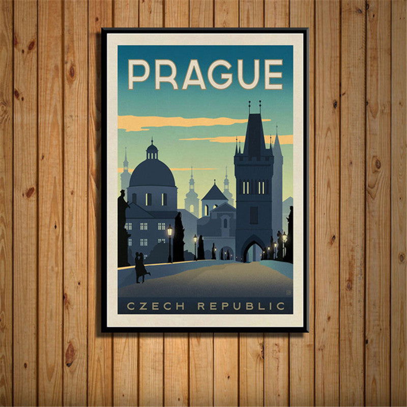 French Canvas Painting Vintage City Travel Landscape Poster - Grand Goldman