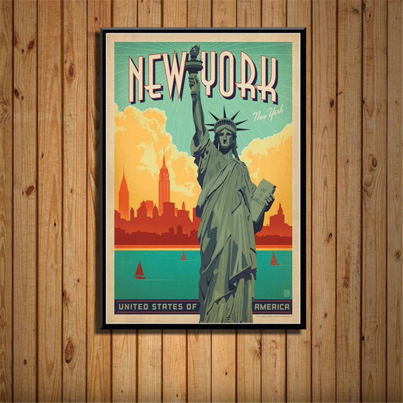 French Canvas Painting Vintage City Travel Landscape Poster - Grand Goldman