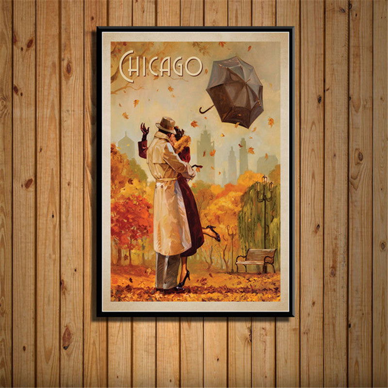 French Canvas Painting Vintage City Travel Landscape Poster - Grand Goldman