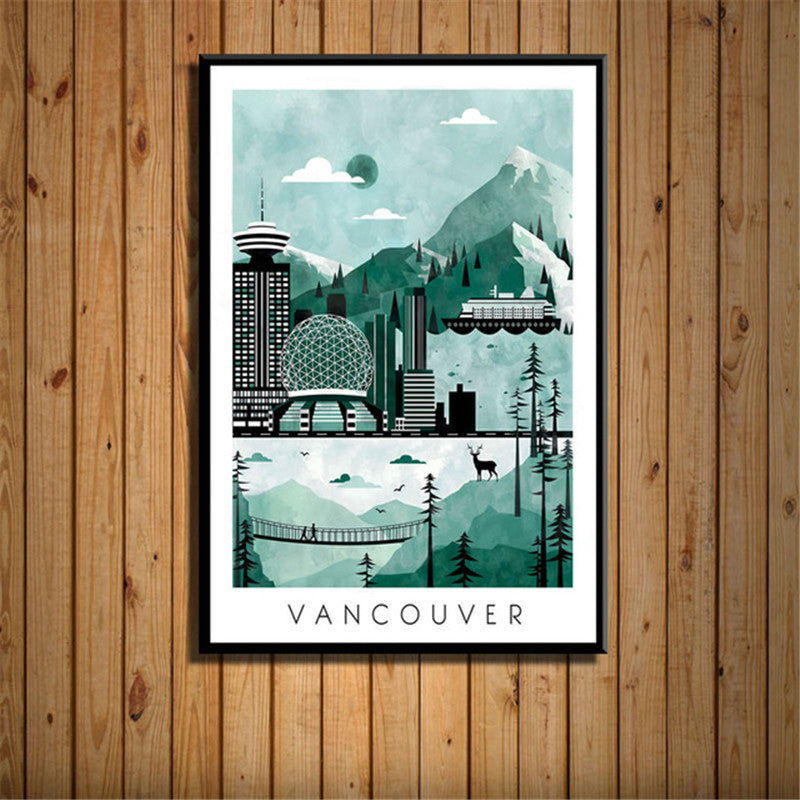 French Canvas Painting Vintage City Travel Landscape Poster - Grand Goldman