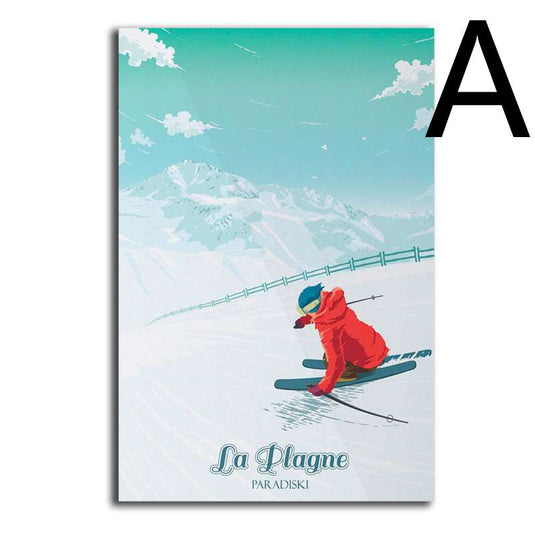 French Mountain Ski Resort Canvas Poster - Grand Goldman