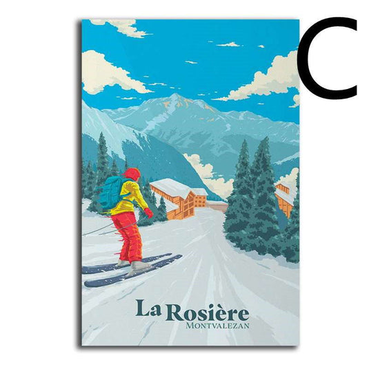 French Mountain Ski Resort Canvas Poster - Grand Goldman