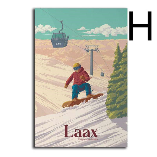 French Mountain Ski Resort Canvas Poster - Grand Goldman