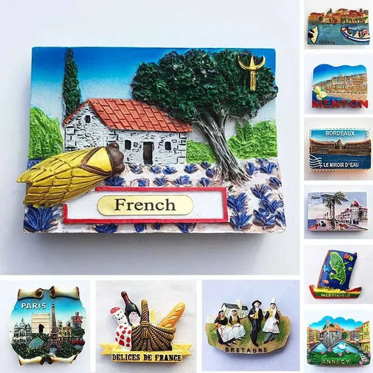 French Paris fridge magnets Martinique Provence Corsica Menton Bordeaux Alps Bretagne Tourist Souvenirs refrigerator stickers - Grand Goldman