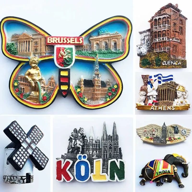 Fridge Magnet Brussels India Cuenca Athens Germany Belgium Romania Ronda Spain Manchester Crimea Holland Magnetic Sticker Decor - Grand Goldman