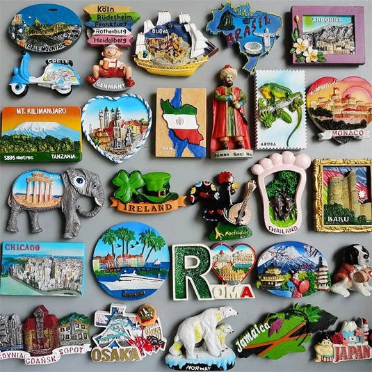 Fridge Magnet Stickers Curacao Netherlands Norway Germany Brasil Iran Turkay Ireland Poland Portugal Chicago Japan  Switzerland - Grand Goldman