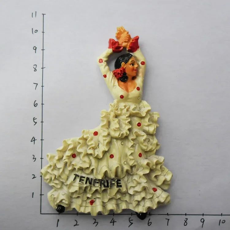 Fridge Magnet Tenerife Spain Barcelona Tourism Souvenirs Flamenco Dancer  Malaga Refrigerator 3D Magnetic Stickers Gift Ideas - Grand Goldman