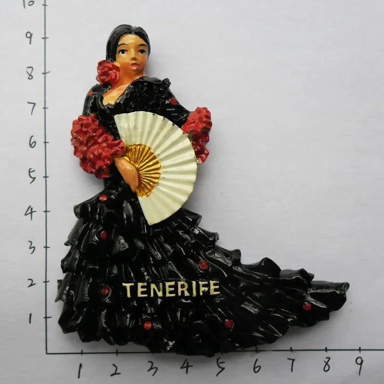 Fridge Magnet Tenerife Spain Barcelona Tourism Souvenirs Flamenco Dancer  Malaga Refrigerator 3D Magnetic Stickers Gift Ideas - Grand Goldman