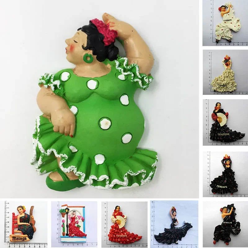 Fridge Magnet Tenerife Spain Barcelona Tourism Souvenirs Flamenco Dancer  Malaga Refrigerator 3D Magnetic Stickers Gift Ideas - Grand Goldman
