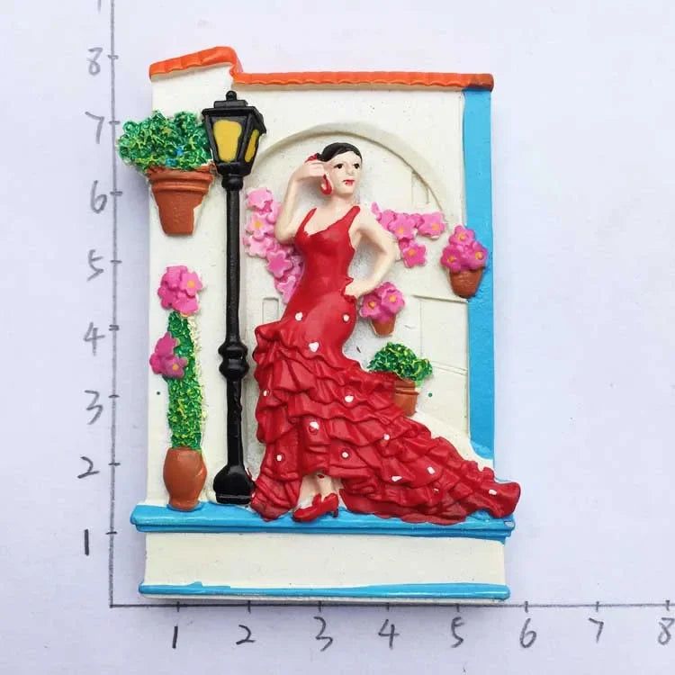 Fridge Magnet Tenerife Spain Barcelona Tourism Souvenirs Flamenco Dancer  Malaga Refrigerator 3D Magnetic Stickers Gift Ideas - Grand Goldman