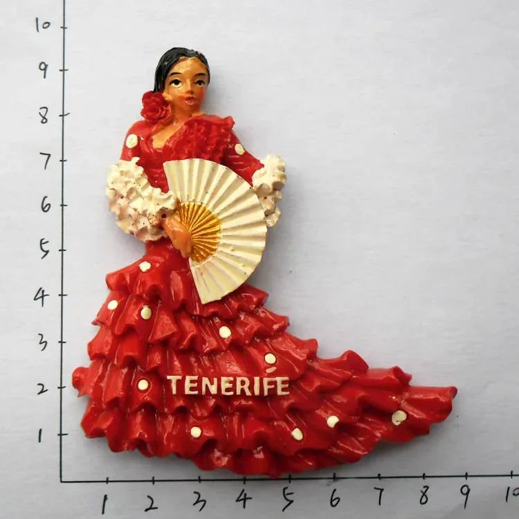 Fridge Magnet Tenerife Spain Barcelona Tourism Souvenirs Flamenco Dancer  Malaga Refrigerator 3D Magnetic Stickers Gift Ideas - Grand Goldman