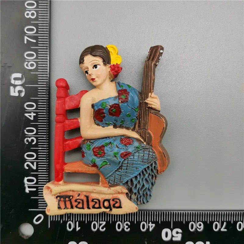 Fridge Magnet Tenerife Spain Barcelona Tourism Souvenirs Flamenco Dancer  Malaga Refrigerator 3D Magnetic Stickers Gift Ideas - Grand Goldman