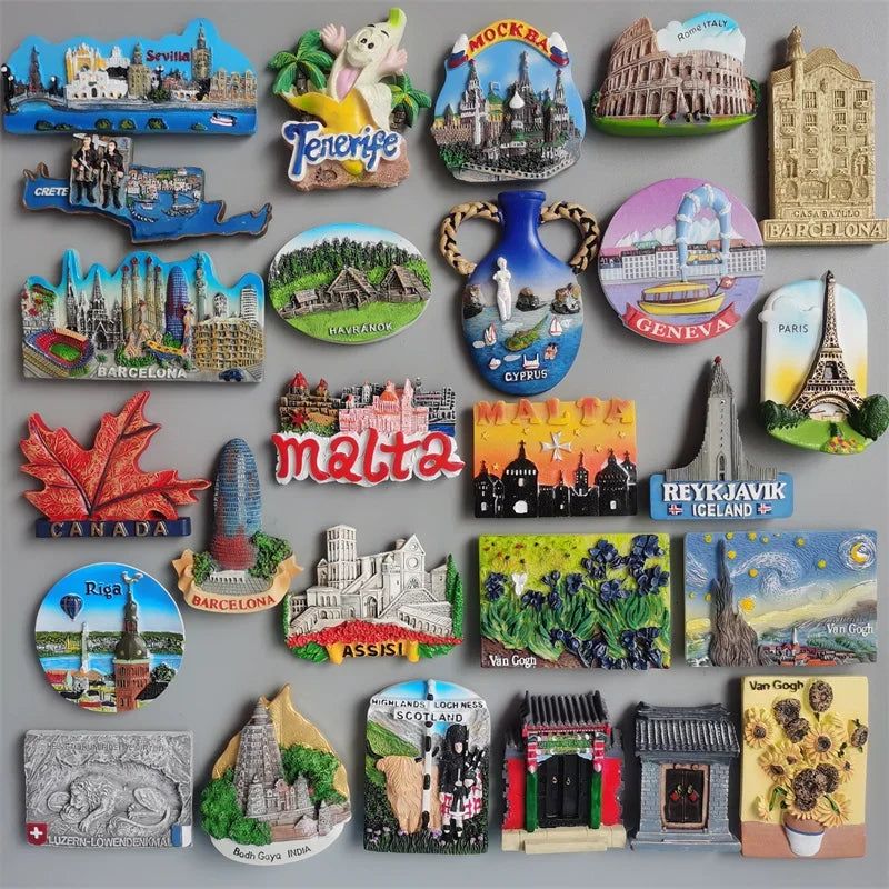 Fridge Magnet Tourist Souvenir Italy Malta Iceland Paris Tenerife Spain Greece Cyprus Riga Canada Home Decor fridge stickers - Grand Goldman
