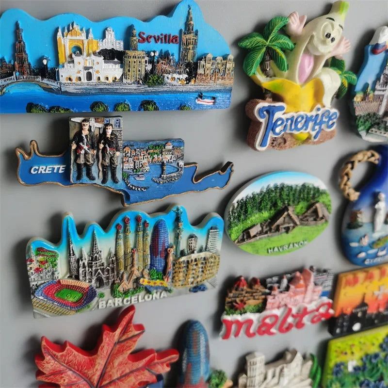 Fridge Magnet Tourist Souvenir Italy Malta Iceland Paris Tenerife Spain Greece Cyprus Riga Canada Home Decor fridge stickers - Grand Goldman