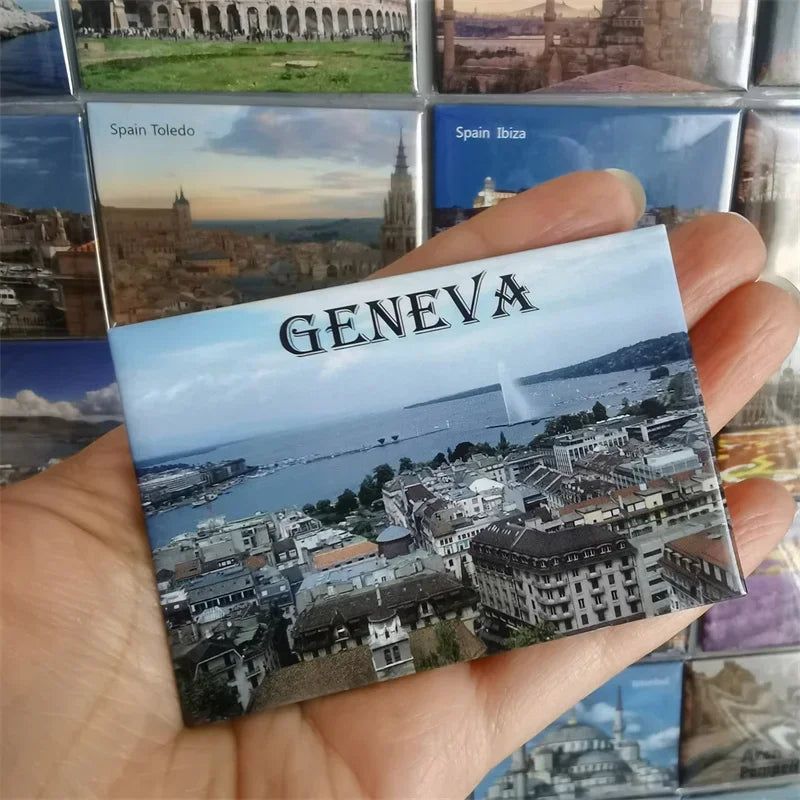 Fridge Magnets Coated Paper Tourist Souvenir Geneva Marseille Budapest Crotia Netherland Iceland Spain Belgium Italy Travel Gift - Grand Goldman